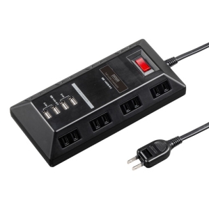 サンワサプライ 【生産完了品】USB充電ポート付キタップ 平型 ブラック TAP-B109U-3BK