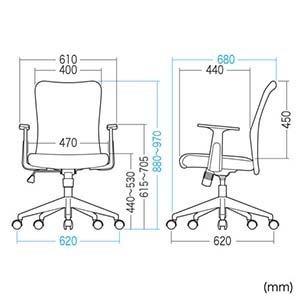 サンワサプライ 【生産完了品】肘付キファブリックチェア 肘付キファブリックチェア SNC-T159AGY 画像3