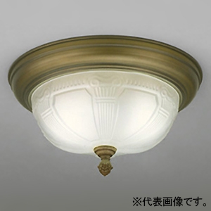 オーデリック LED小型シーリングライト 高演色LED 白熱灯器具60W×2灯相当 LED電球一般形 口金E26 電球色 非調光タイプ 真鍮古味 OL011104LR