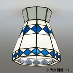 オーデリック LED小型シーリングライト 高演色LED 白熱灯器具60W相当 LED電球一般形 口金E26 電球色 非調光タイプ ステンドグラス OL013255LR