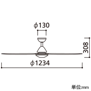 オーデリック 【生産完了品】シーリングスチールファン 器具本体 3枚羽根 オフホワイト リモコン付属 シーリングスチールファン 器具本体 3枚羽根 オフホワイト リモコン付属 WF504 画像2