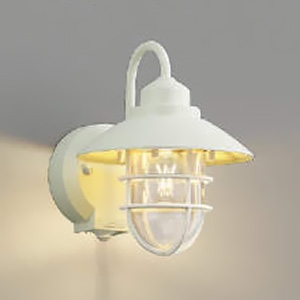 コイズミ照明 LEDポーチ灯 防雨型 白熱球40W相当 非調光 電球色 タイマー付人感センサ付 ランプ付 オフホワイト AU51185