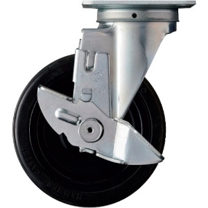 ハンマー 旋回式ゴム車輪(ナイロンホイール・ボールベアリング)150mm ストッパー付 413S-CHR150