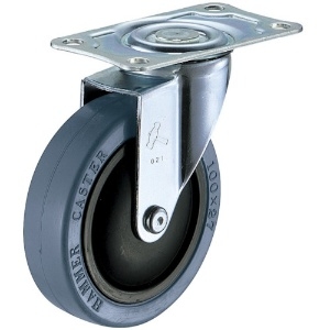 ハンマー 軽量薄板鋼板製旋回式ゴム車輪(ナイロンホイール・ボールベアリング)100mm 460E-FR100