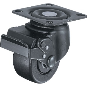 ハンマー 低床重荷重用旋回式ナイロン車輪(ボールベアリング)65mm SP付 本体:黒色 5451S-NRB65