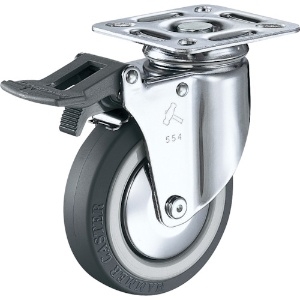 ハンマー 旋回式ウレタン車輪(ナイロンホイール・ボールベアリング)125mm トータルロック 915M-KUB125