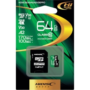 ハイディスク 超高速R170シリーズmicroSDXCカード 64GB 超高速R170シリーズmicroSDXCカード 64GB HDMCSDX64GA2V30PRO 画像2