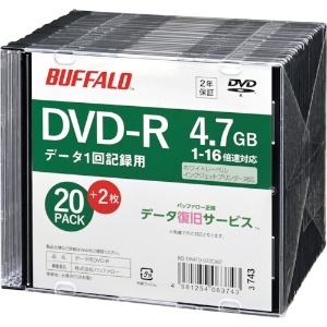 バッファロー 光学メディア DVD-R PCデータ用 4.7GB 法人チャネル向け 20枚+2枚 RO-DR47D-022CWZ