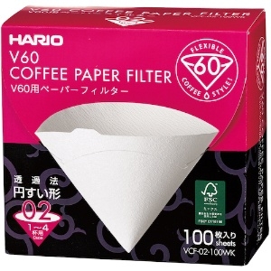 HARIO V60用ペーパーフィルターW 100枚箱入り V60用ペーパーフィルターW 100枚箱入り VCF-02-100WK