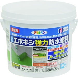 アサヒペン 水性エポキシ強力防水塗料 1KGセット ライトグリーン 606297