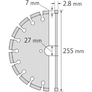 エビ ダイヤモンド土木用ブレード(湿式) 255mm ダイヤモンド土木用ブレード(湿式) 255mm ACC10 画像2