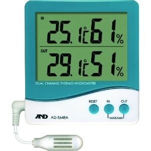 A&D デュアルチャンネル温度・湿度計 AD5648A