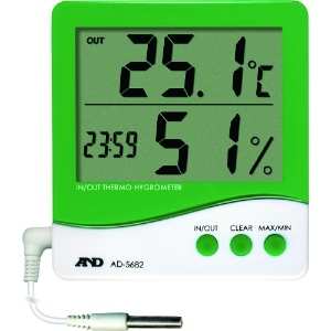 A&D 時計付き内外温度・湿度計 AD5682