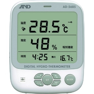 A&D 【受注生産品】温湿度計(WBGT、VH、DEW表示付) AD5685 一般(ISO)校正付(検査成績書+トレサビリティ体系図) AD5685-00A00