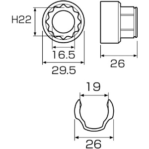 アネックス オフセットアダプター用ソケット22mm オフセットアダプター用ソケット22mm AOA-1922 画像2