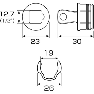 アネックス オフセットアダプター 専用アダプター 差込角12.7(1/2″) オフセットアダプター 専用アダプター 差込角12.7(1/2″) AOA-19AD4 画像2