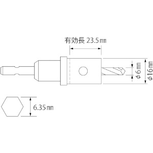 エビ バイメタルホルソー 16mm 六角軸 バイメタルホルソー 16mm 六角軸 BOH16G 画像2