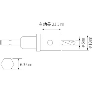 エビ バイメタルホルソー 18mm 六角軸 バイメタルホルソー 18mm 六角軸 BOH18G 画像2