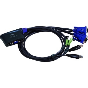 ATEN KVMスイッチ 2ポート/USB/ ケーブル一体型 KVMスイッチ 2ポート/USB/ ケーブル一体型 CS62US