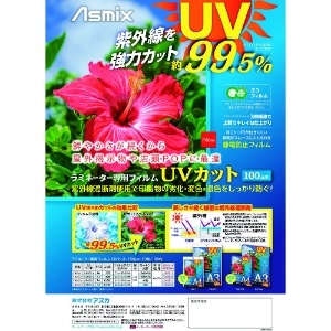 アスカ ラミネートフィルム UVカット A4 100枚 100ミクロン ラミネートフィルム UVカット A4 100枚 100ミクロン F4003 画像2