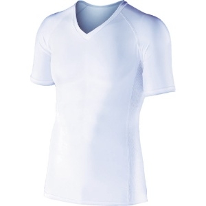 おたふく BT冷感 パワーストレッチ 半袖Vネックシャツ ホワイト L JW-622-WH-L