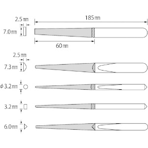 エビ ダイヤモンドヤスリ(鉄工用) 10本組 5種類セット ダイヤモンドヤスリ(鉄工用) 10本組 5種類セット K10-SET 画像2