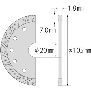 エビ ダイヤモンドカッター 瓦用カッター 硬質対応 (乾式) 105mm ダイヤモンドカッター 瓦用カッター 硬質対応 (乾式) 105mm KW105 画像2