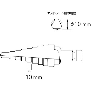 エビ ステージドリル ノンコーティング 5段 軸径10mm 4-12 ステージドリル ノンコーティング 5段 軸径10mm 4-12 LB412A 画像2