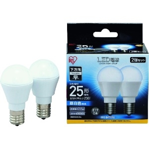 IRIS LED電球2個セット E17直下タイプ 25形相当 昼白色 LDA2N-H-E17-2T52P