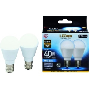 IRIS LED電球2個セット E17広配光タイプ 40形相当 昼白色 LED電球2個セット E17広配光タイプ 40形相当 昼白色 LDA4N-G-E17-4T52P