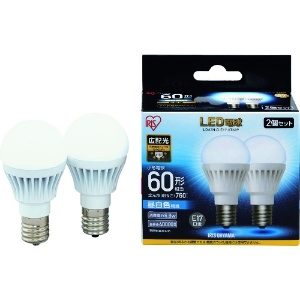 IRIS LED電球2個セット E17広配光タイプ 60形相当 昼白色 LED電球2個セット E17広配光タイプ 60形相当 昼白色 LDA7N-G-E17-6T52P