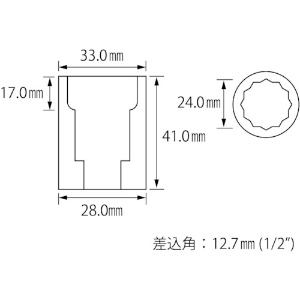 エビ ソケット 12角 24.0mm 差込角12.7mm ソケット 12角 24.0mm 差込角12.7mm LM424 画像2