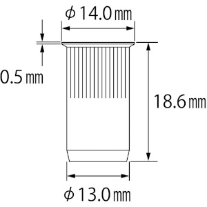 エビ ローレットナット(薄頭・スティール製) 板厚4.0 M10×1.5(500個入) ローレットナット(薄頭・スティール製) 板厚4.0 M10×1.5(500個入) NSK10MR 画像2