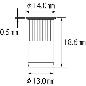 エビ ローレットナット(薄頭・スチール製) エコパック 板厚4.0 M10X1.5(10個入) ローレットナット(薄頭・スチール製) エコパック 板厚4.0 M10X1.5(10個入) NSK10RMP 画像3