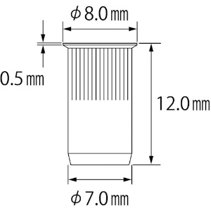 エビ ローレットナット(薄頭・スティール製) 板厚2.5 M5×0.8(1000個入) ローレットナット(薄頭・スティール製) 板厚2.5 M5×0.8(1000個入) NSK5MR 画像2