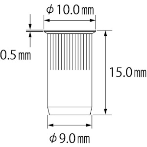 エビ ローレットナット(薄頭・スティール製) 板厚3.5 M6×1.0(1000個入) ローレットナット(薄頭・スティール製) 板厚3.5 M6×1.0(1000個入) NSK6MR 画像2