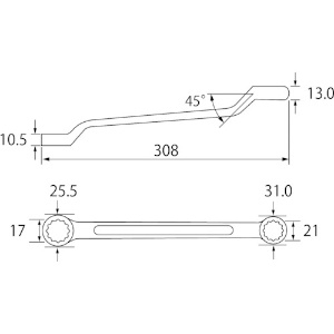 エビ 両口メガネレンチ 17X21mm 両口メガネレンチ 17X21mm OW1721 画像2