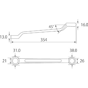 エビ 両口メガネレンチ 21X26mm 両口メガネレンチ 21X26mm OW2126 画像2