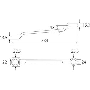 エビ 両口メガネレンチ 22X24mm 両口メガネレンチ 22X24mm OW2224 画像2