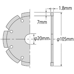 エビ ダイヤモンドカッター 切断王 (乾式) セグメントタイプ 105mm ダイヤモンドカッター 切断王 (乾式) セグメントタイプ 105mm SA105 画像4