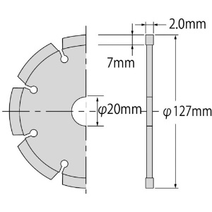 エビ ダイヤモンドカッター 切断王 (乾式) セグメントタイプ 127mm ダイヤモンドカッター 切断王 (乾式) セグメントタイプ 127mm SA125 画像4