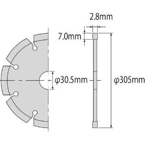 エビ ダイヤモンドカッター 切っ太郎(乾式) セグメントタイプ 305mm穴径30.5mm ダイヤモンドカッター 切っ太郎(乾式) セグメントタイプ 305mm穴径30.5mm SK305305 画像2