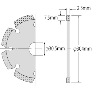 エビ ダイヤモンドカッター レーザー(乾式) 304mm 穴径30.5mm ダイヤモンドカッター レーザー(乾式) 304mm 穴径30.5mm SL305305 画像2