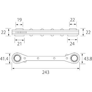 エビ 【生産完了品】板ラチェットレンチ 19X21/22X24mm 板ラチェットレンチ 19X21/22X24mm SRW1924 画像2
