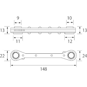 エビ 【生産完了品】板ラチェットレンチ 9X11/10X12mm 板ラチェットレンチ 9X11/10X12mm SRW912 画像2