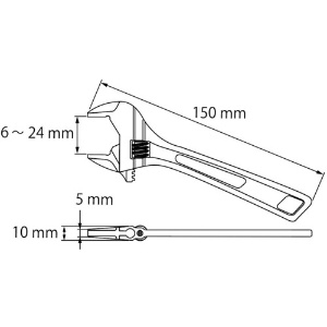 エビ ハイブリットモンキーレンチX ガタレス 150mm ハイブリットモンキーレンチX ガタレス 150mm UM24XG 画像4