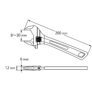 エビ ハイブリットモンキーレンチX グリップ 200mm ハイブリットモンキーレンチX グリップ 200mm UM30XD 画像4