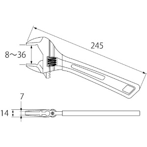 エビ ハイブリットモンキーレンチX ガタレス 250mm ハイブリットモンキーレンチX ガタレス 250mm UM36XG 画像5