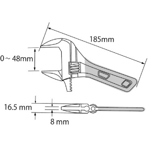 エビ ポケットモンキーレンチ レッド 185mm ポケットモンキーレンチ レッド 185mm UM48SR 画像4