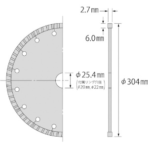 エビ ダイヤモンドカッター ウェーブレーザー(乾式) 304mm穴径25.4mm ダイヤモンドカッター ウェーブレーザー(乾式) 304mm穴径25.4mm WL305254 画像2